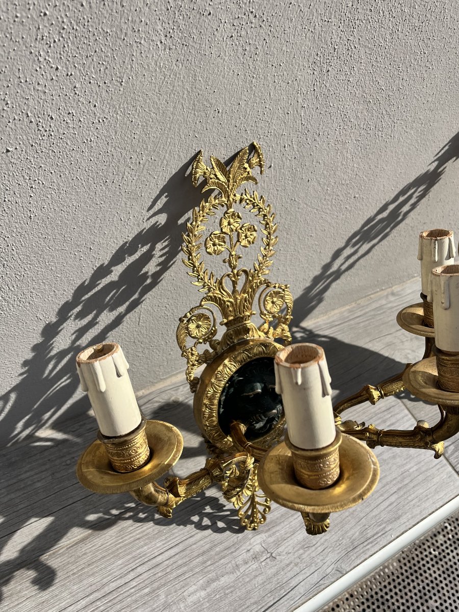 Paire d'appliques en bronze doré-photo-4