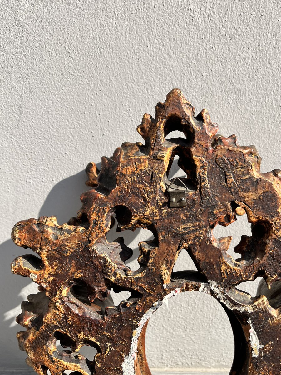 Antique Frame From The Early 20th Century, Made Of Carved, Silver-plated, And Gilded Wood-photo-3