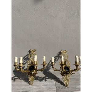 Pair Of Gilded Bronze Wall Sconces