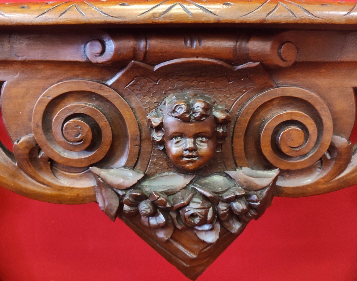 Console Italienne Sculptée De Visages d'Enfants-photo-3