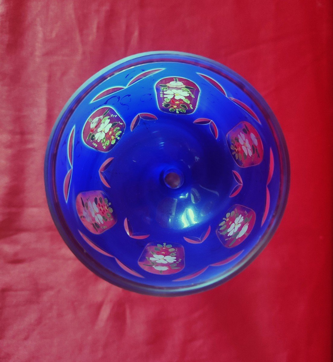 Ceremonial Chalice In Cut Blue Glass-photo-3