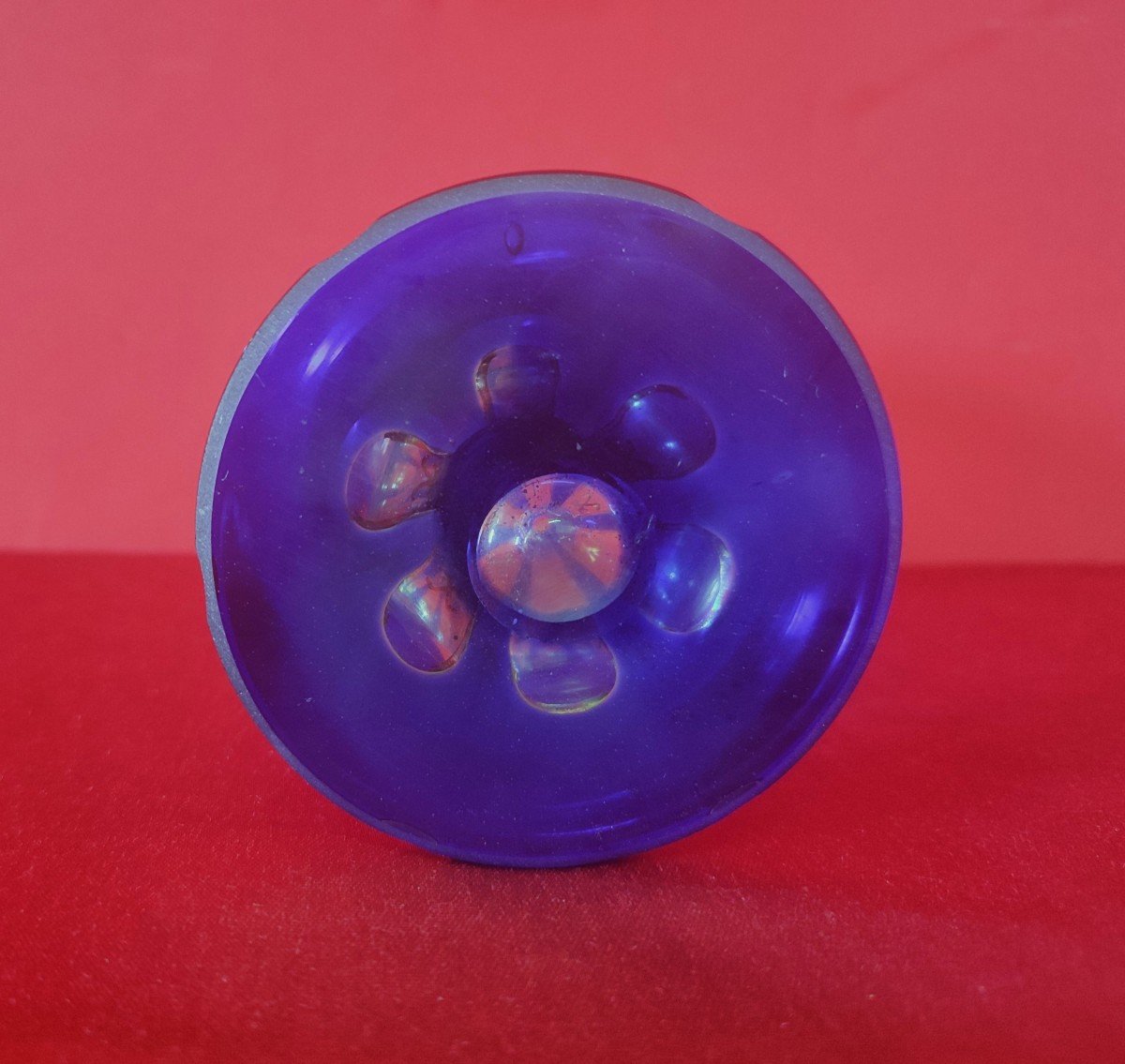 Ceremonial Chalice In Cut Blue Glass-photo-1