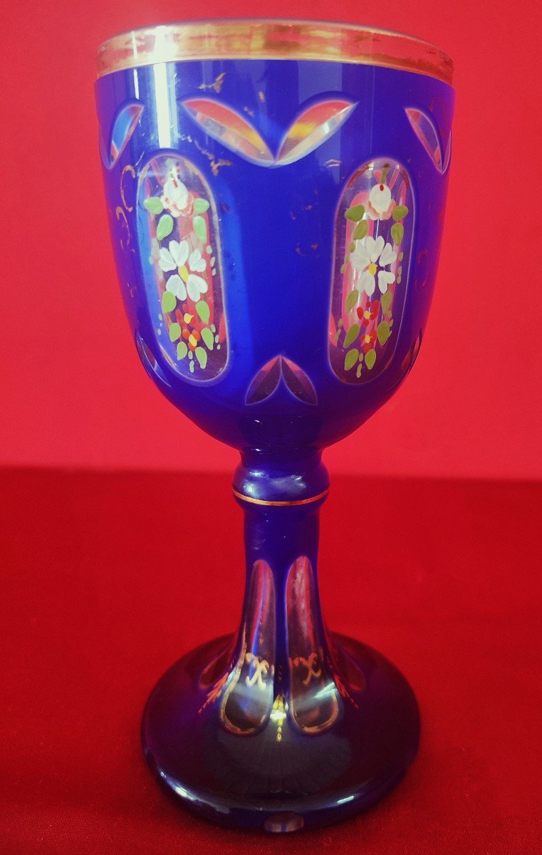 Ceremonial Chalice In Cut Blue Glass-photo-4
