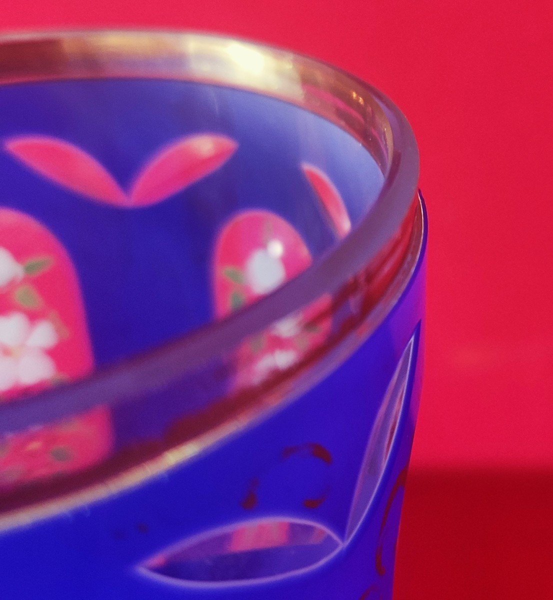 Ceremonial Chalice In Cut Blue Glass-photo-5