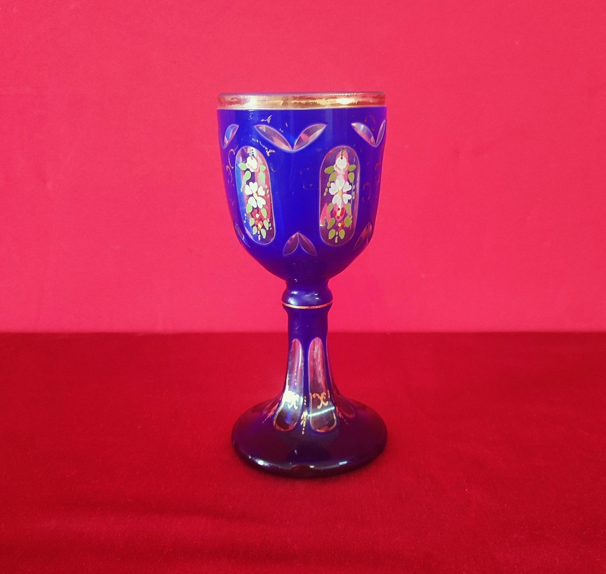 Ceremonial Chalice In Cut Blue Glass-photo-6