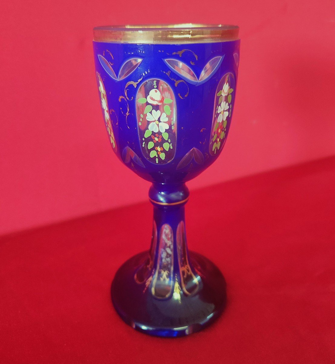 Ceremonial Chalice In Cut Blue Glass