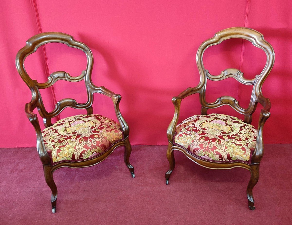 Pair Of Armchairs With Open Backrest-photo-6