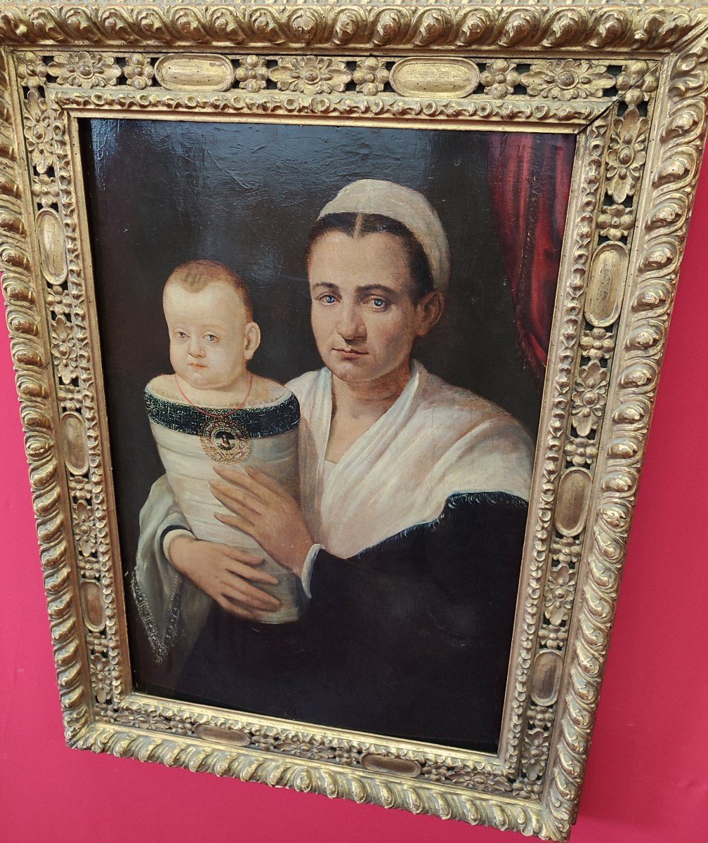 Portrait d'Une Femme Avec Un Enfant, école Bolognaise, XVIe/XVIIe Siècle-photo-2