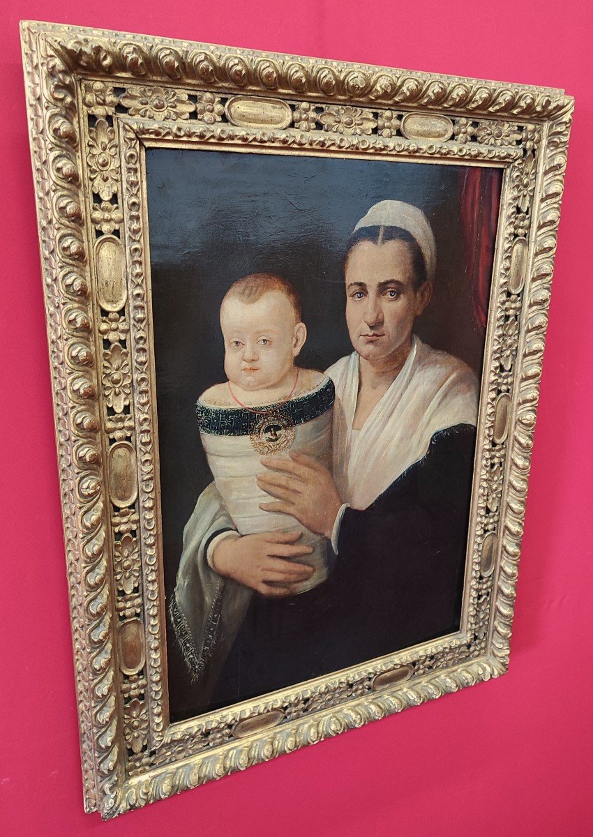 Portrait d'Une Femme Avec Un Enfant, école Bolognaise, XVIe/XVIIe Siècle
