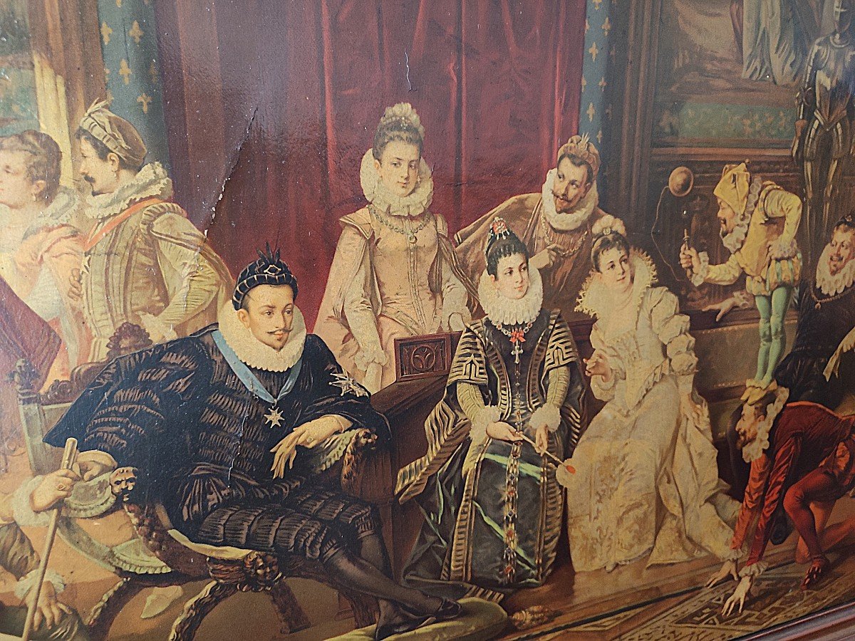 Pair Of Oleographs Gallant Scene-photo-4