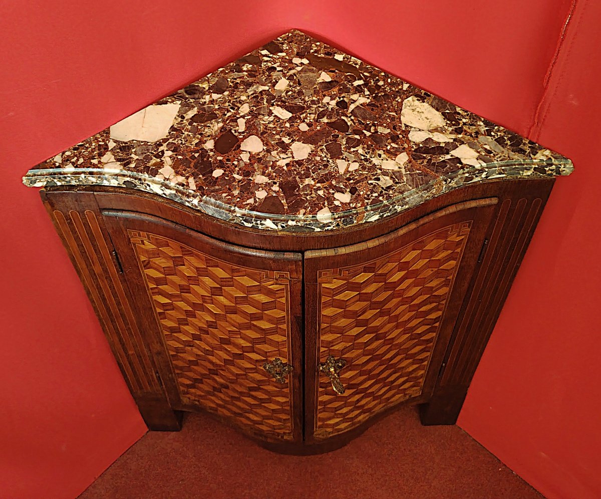 Corner Cabinet Inlaid With Marble Top-photo-2