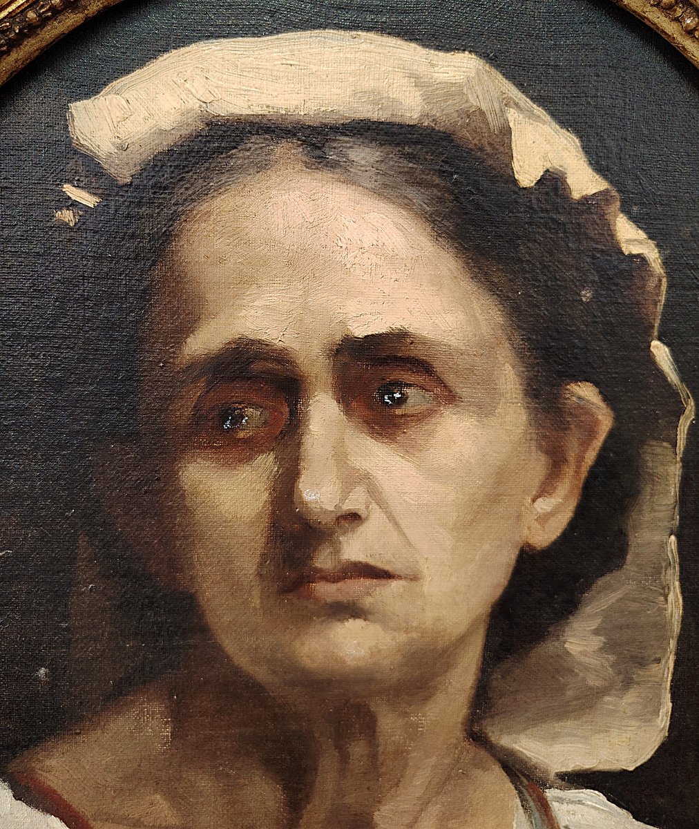 Portrait Of A Woman Vito d'Ancona (1825-1884)-photo-2