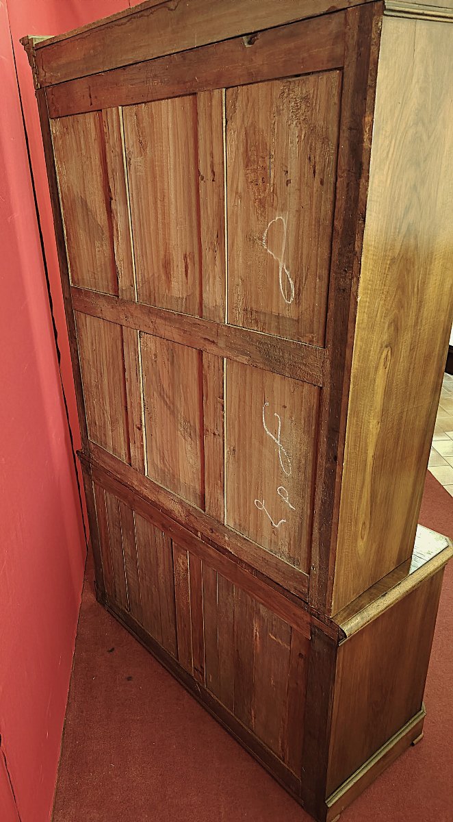 Vitrine en loupe de noyer – Double corps, XIXe siècle-photo-5