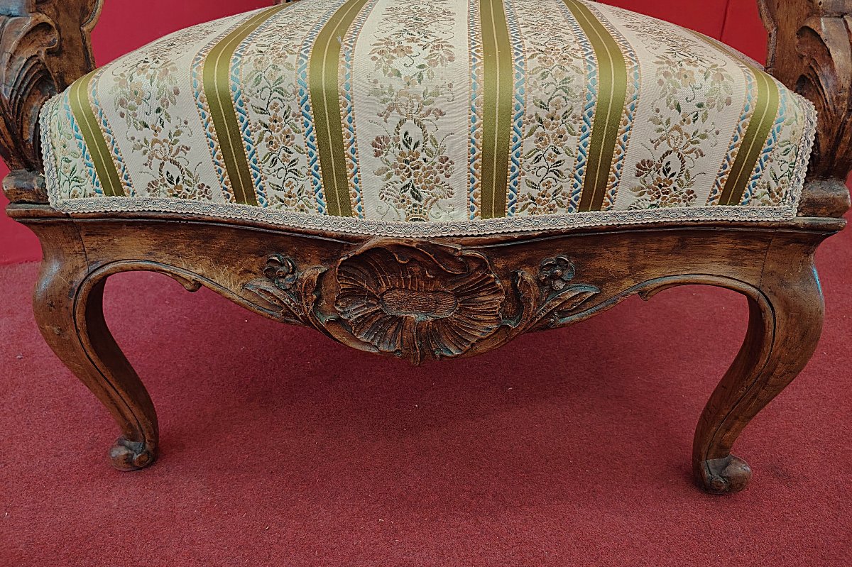 Carved Louis XV Style Armchair – 19th Century Italy-photo-1
