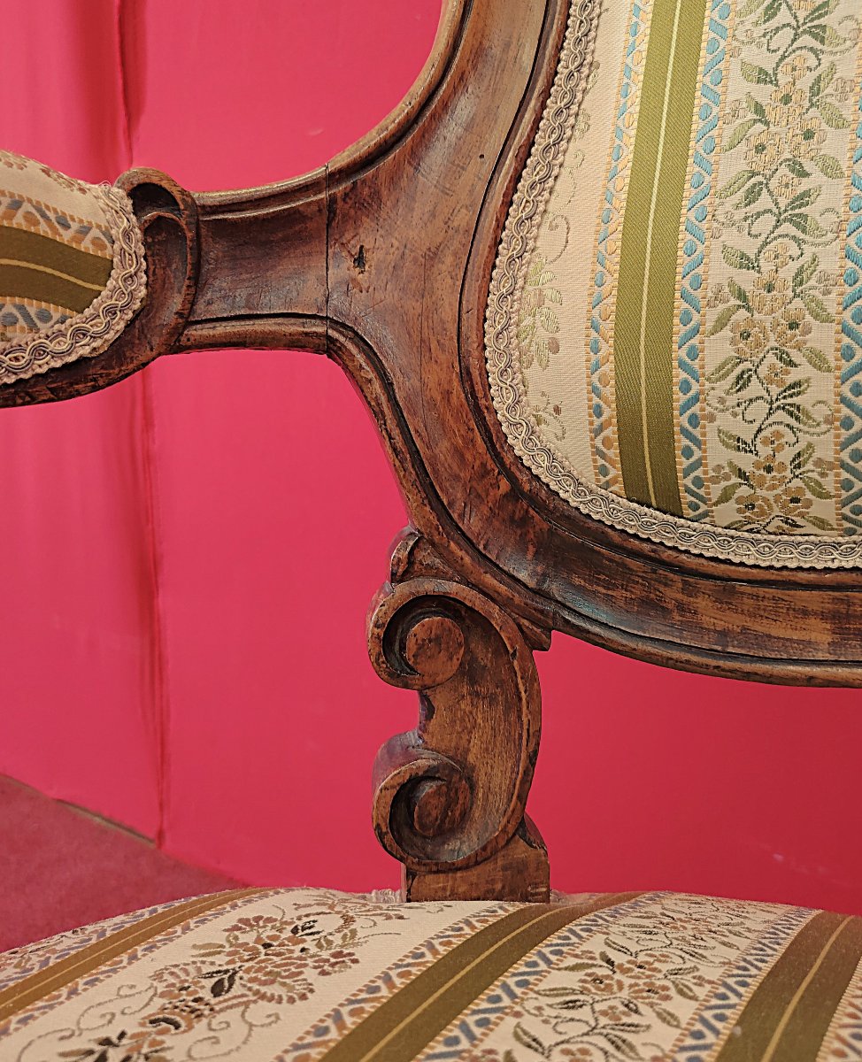 Carved Louis XV Style Armchair – 19th Century Italy-photo-3