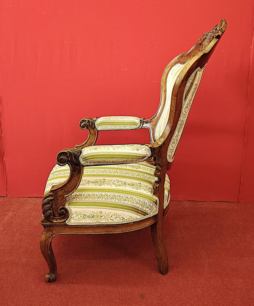 Carved Louis XV Style Armchair – 19th Century Italy-photo-4