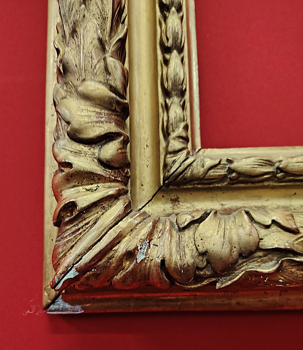 Cadre rectangulaire en bois doré – Italie, XIXe siècle-photo-1