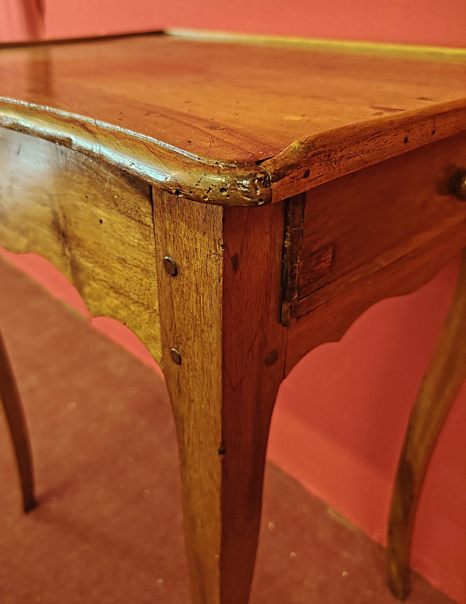 Walnut Writing Table With Drawer – Louis XV Style, 18th Century-photo-2