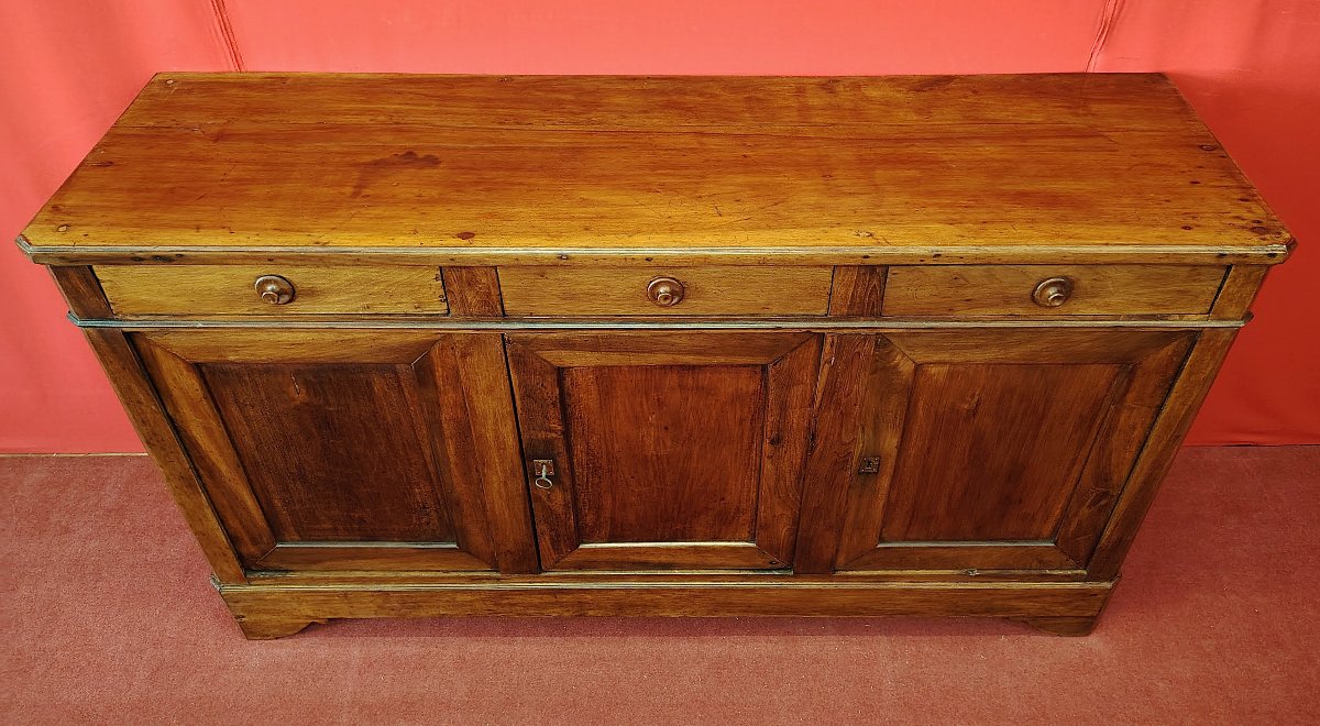 Three-door Walnut Sideboard - Second Half Of The 19th Century-photo-2