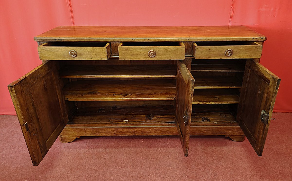Three-door Walnut Sideboard - Second Half Of The 19th Century-photo-4