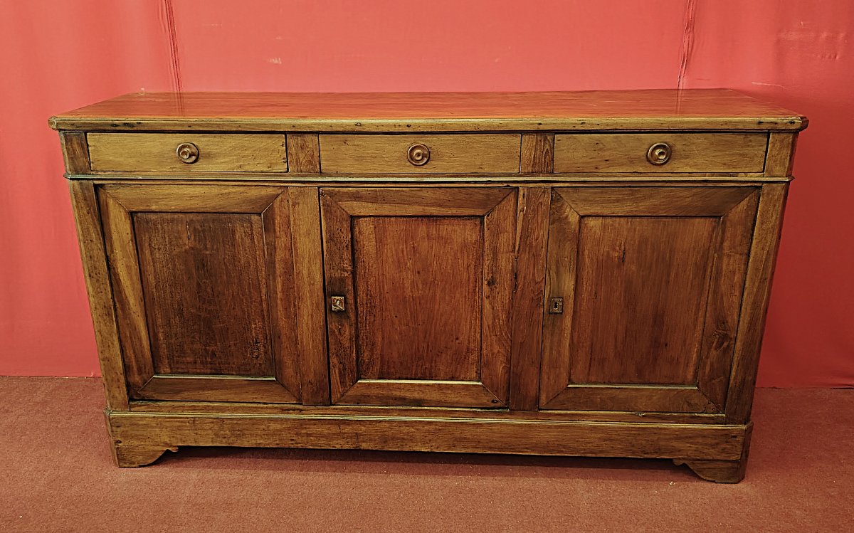 Three-door Walnut Sideboard - Second Half Of The 19th Century-photo-6