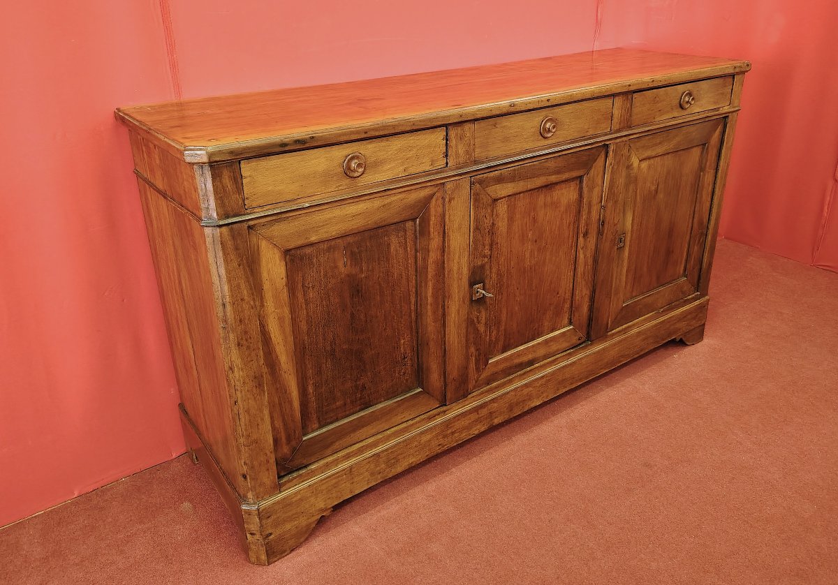 Three-door Walnut Sideboard - Second Half Of The 19th Century