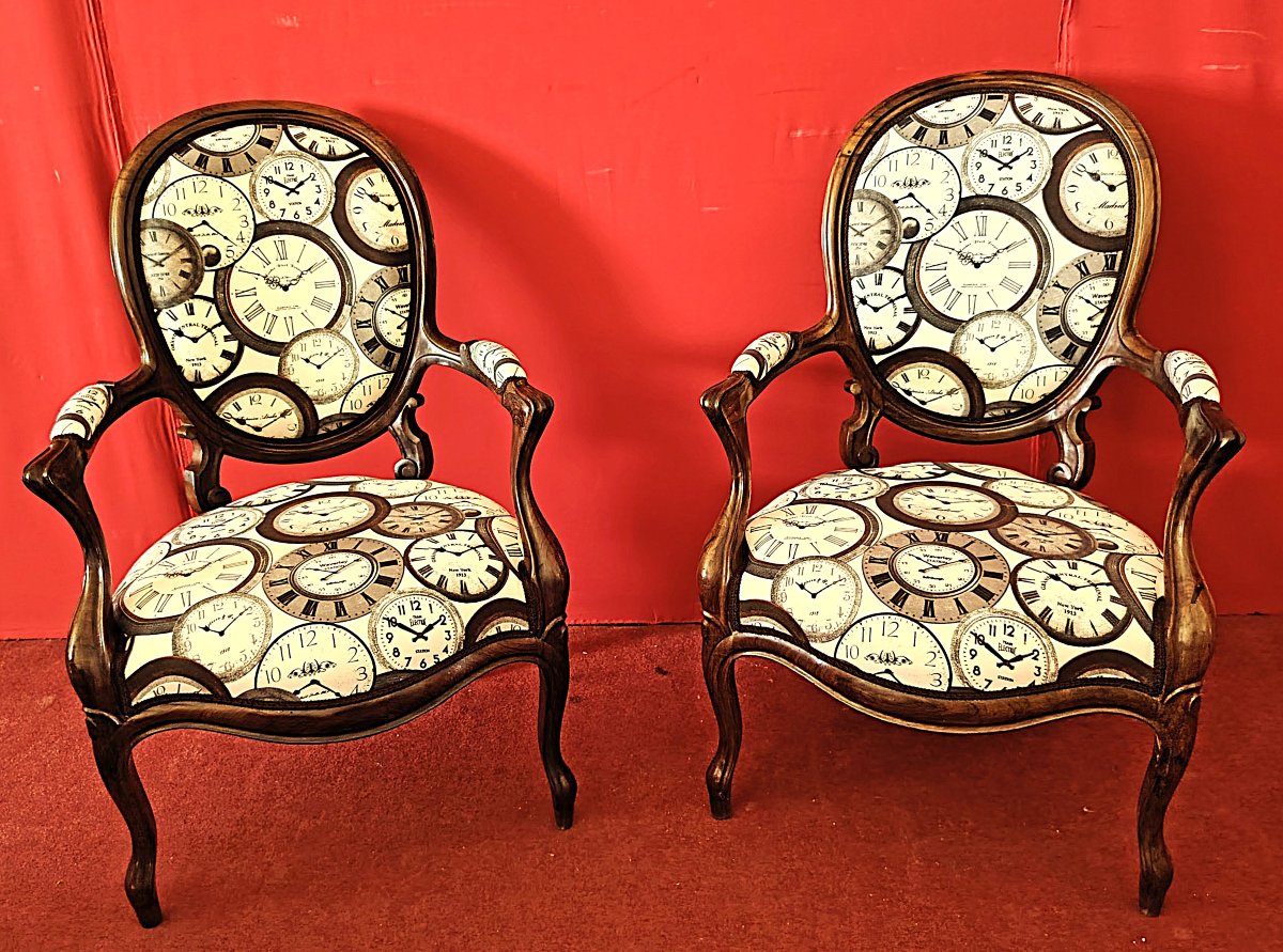 Pair Of Louis Philippe Medallion Armchairs In Rosewood-photo-6