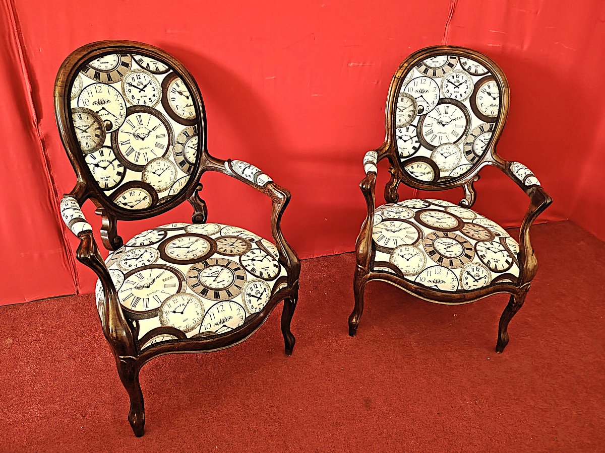 Pair Of Louis Philippe Medallion Armchairs In Rosewood