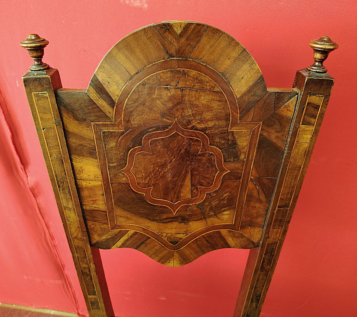 Pair Of Inlaid Walnut And Burr Walnut Baroque Chairs – Lombardy-veneto, Late 17th Century-photo-1
