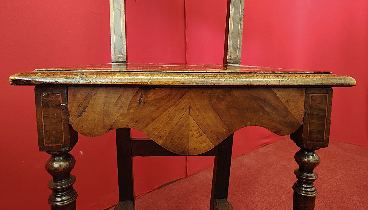 Pair Of Inlaid Walnut And Burr Walnut Baroque Chairs – Lombardy-veneto, Late 17th Century-photo-2