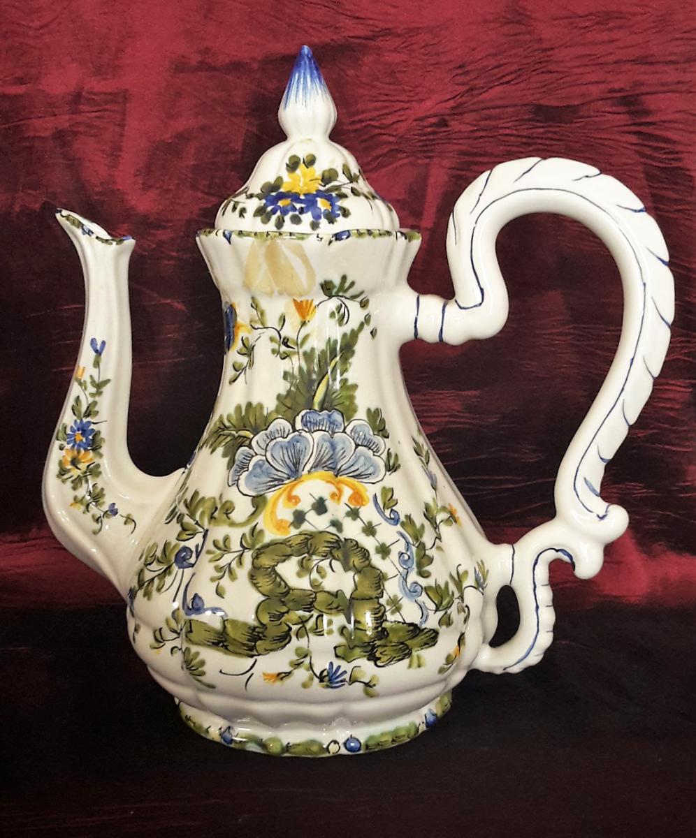 Coffee Pot In Italian Ceramics, Hand-painted