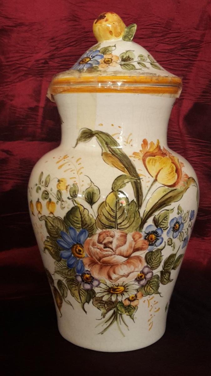 Paire de vases en céramique italienne, peint à la main-photo-4