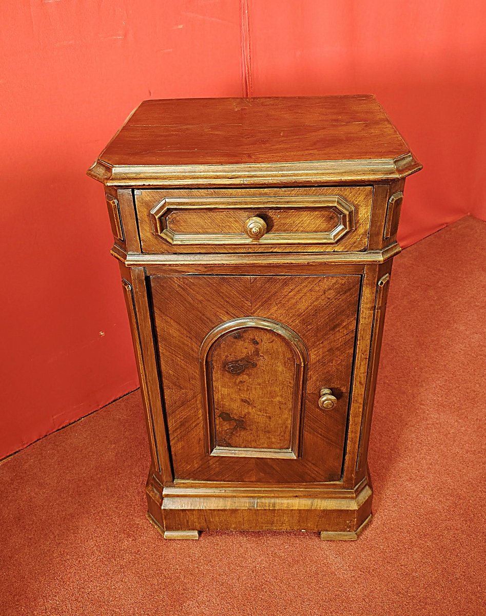 Pair Of Walnut And Burl-veneered Bedside Tables - Late 19th Century-photo-2