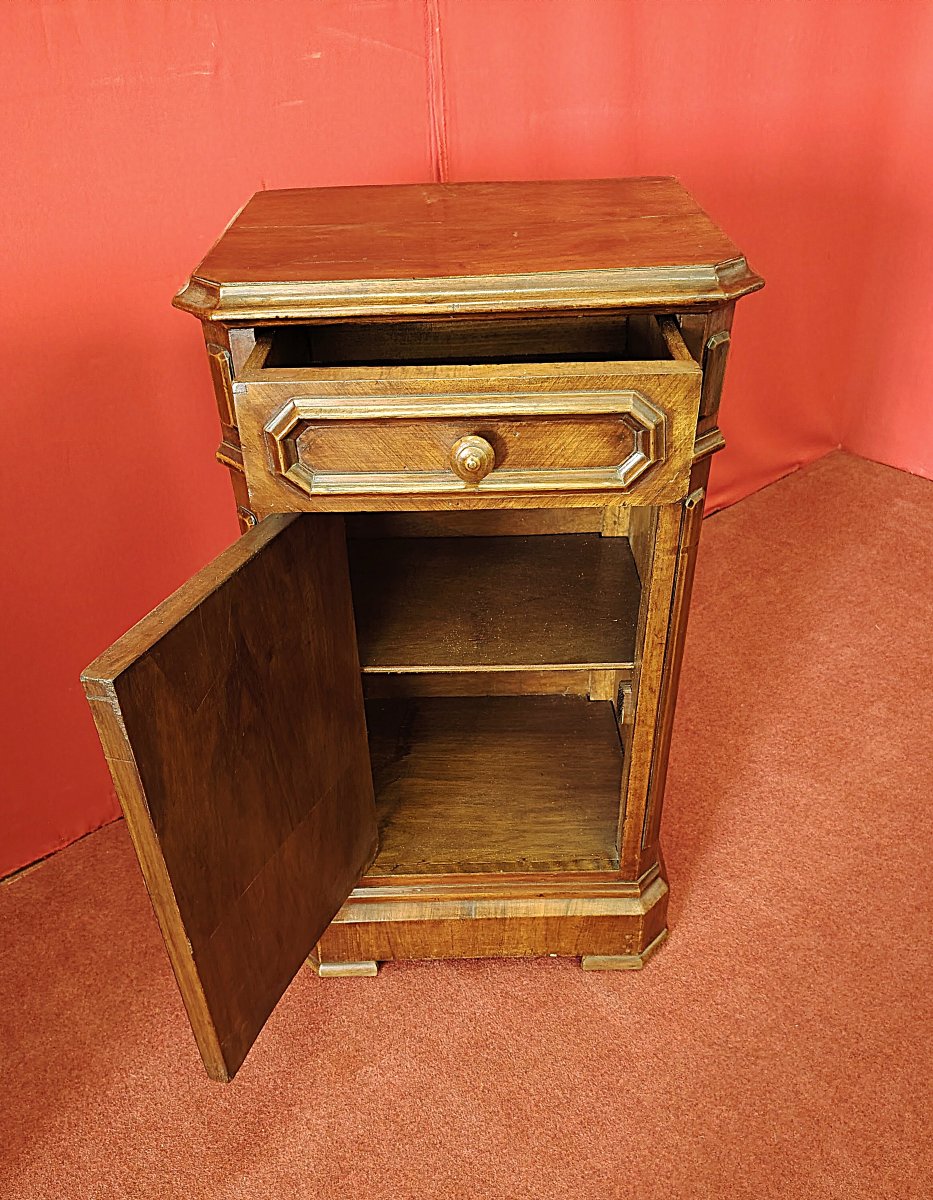 Pair Of Walnut And Burl-veneered Bedside Tables - Late 19th Century-photo-3