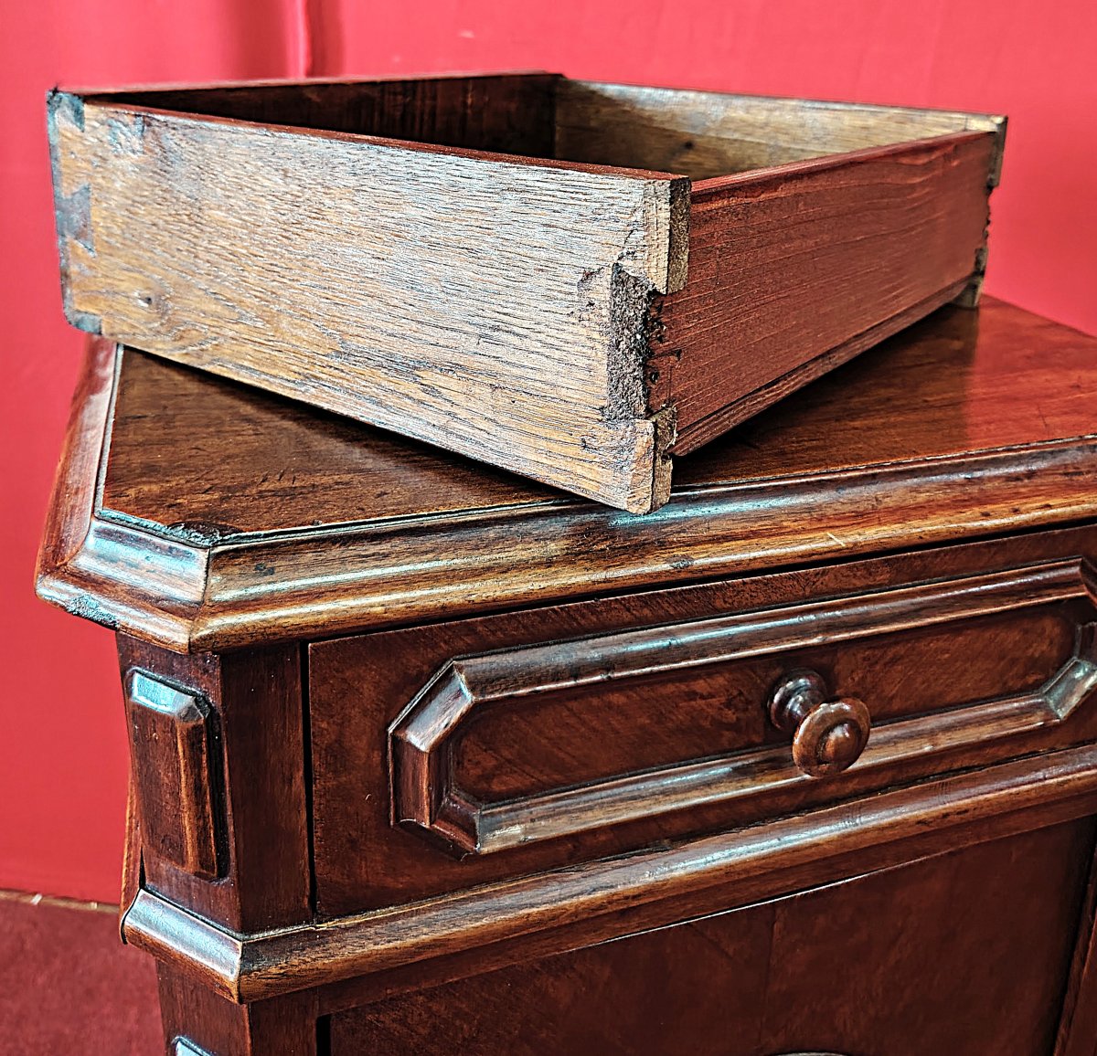 Pair Of Walnut And Burl-veneered Bedside Tables - Late 19th Century-photo-3