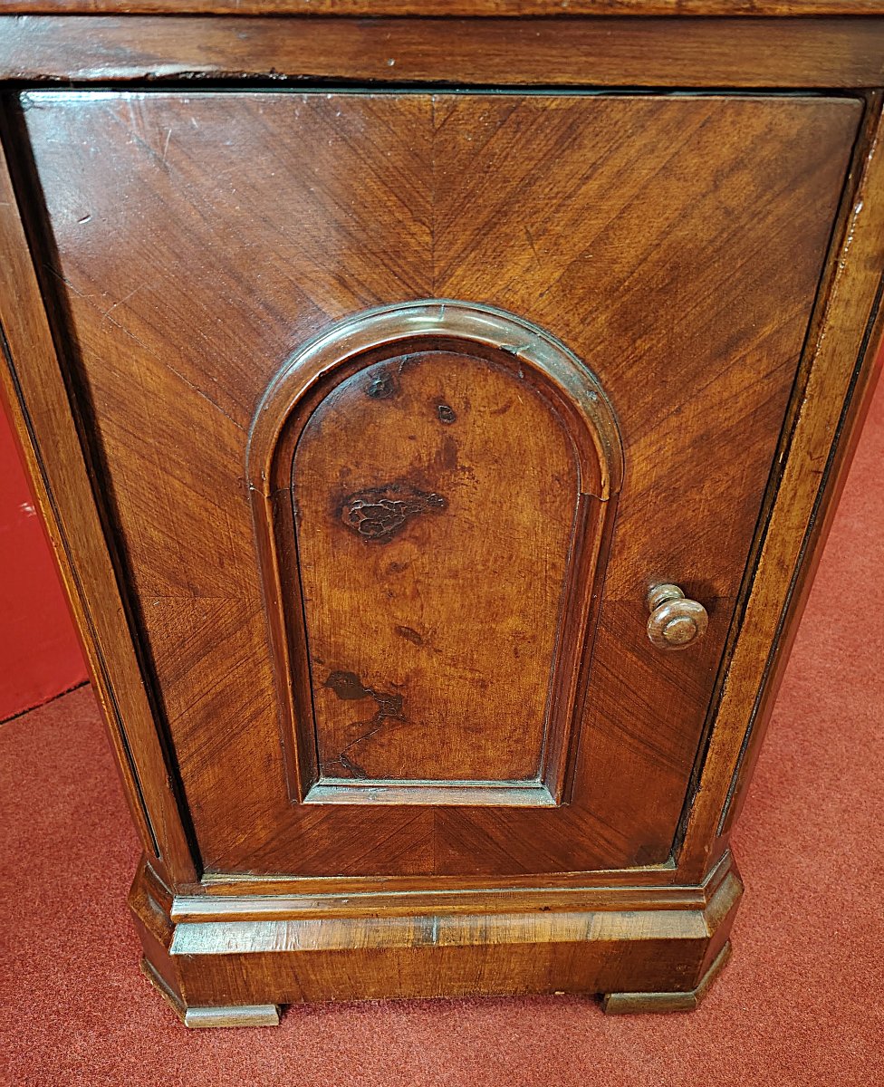 Pair Of Walnut And Burl-veneered Bedside Tables - Late 19th Century-photo-4