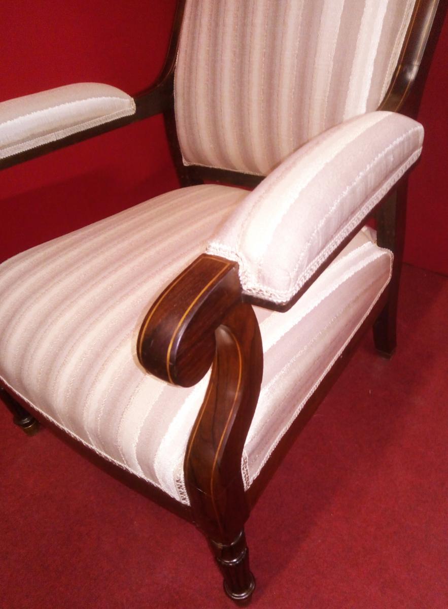 English Armchair With Striped Fabric-photo-3