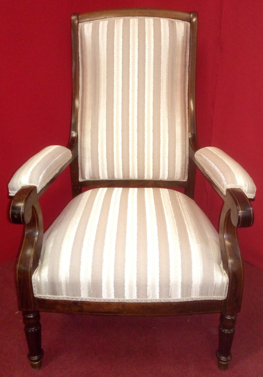 English Armchair With Striped Fabric-photo-4