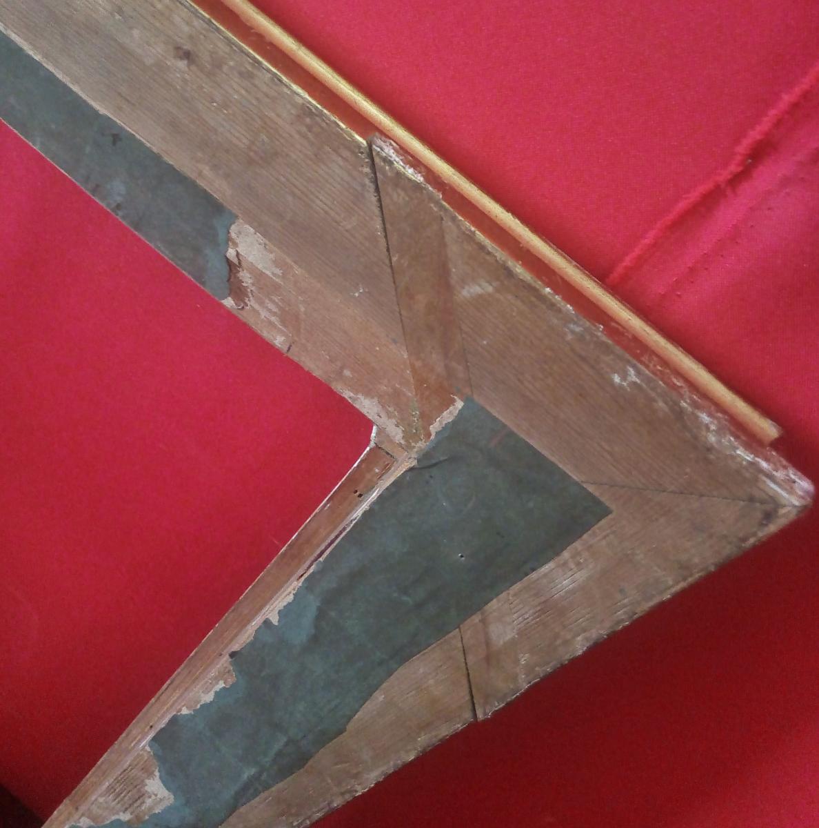 Frame In Gilded Wood With Engraving Decoration-photo-4