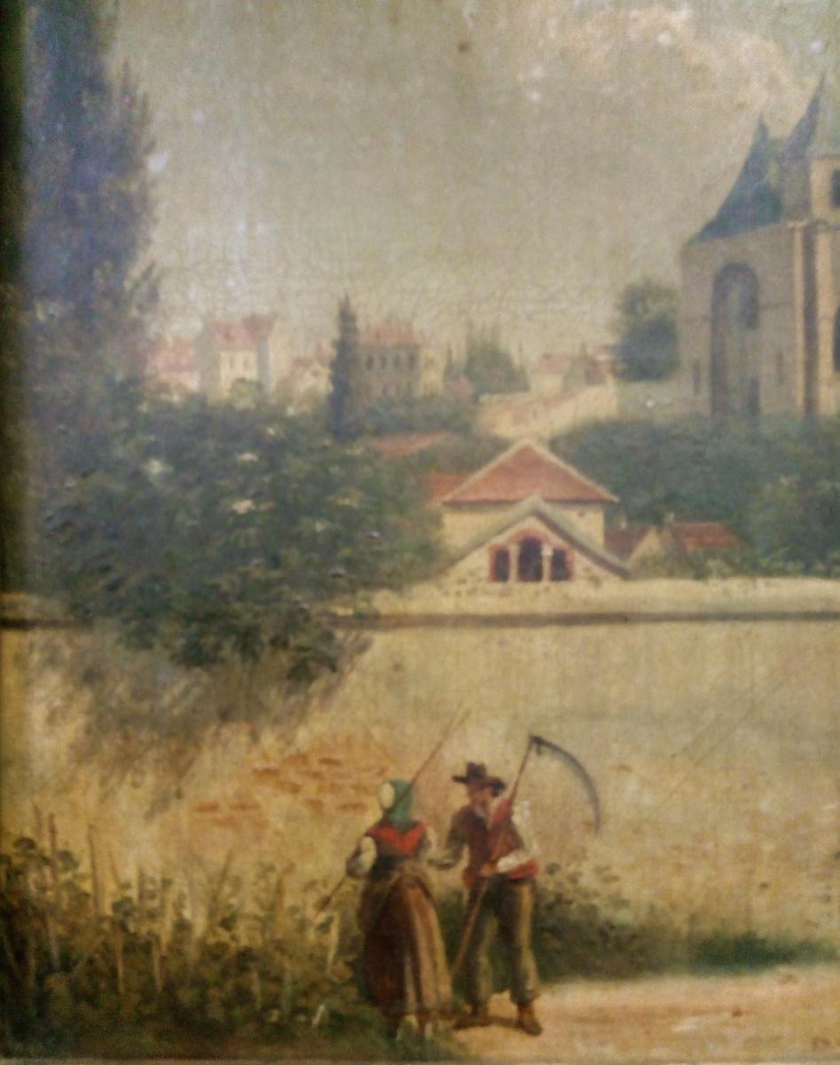 Peinture à l'Huile Française Du Milieu Du XIXe Siècle-photo-2