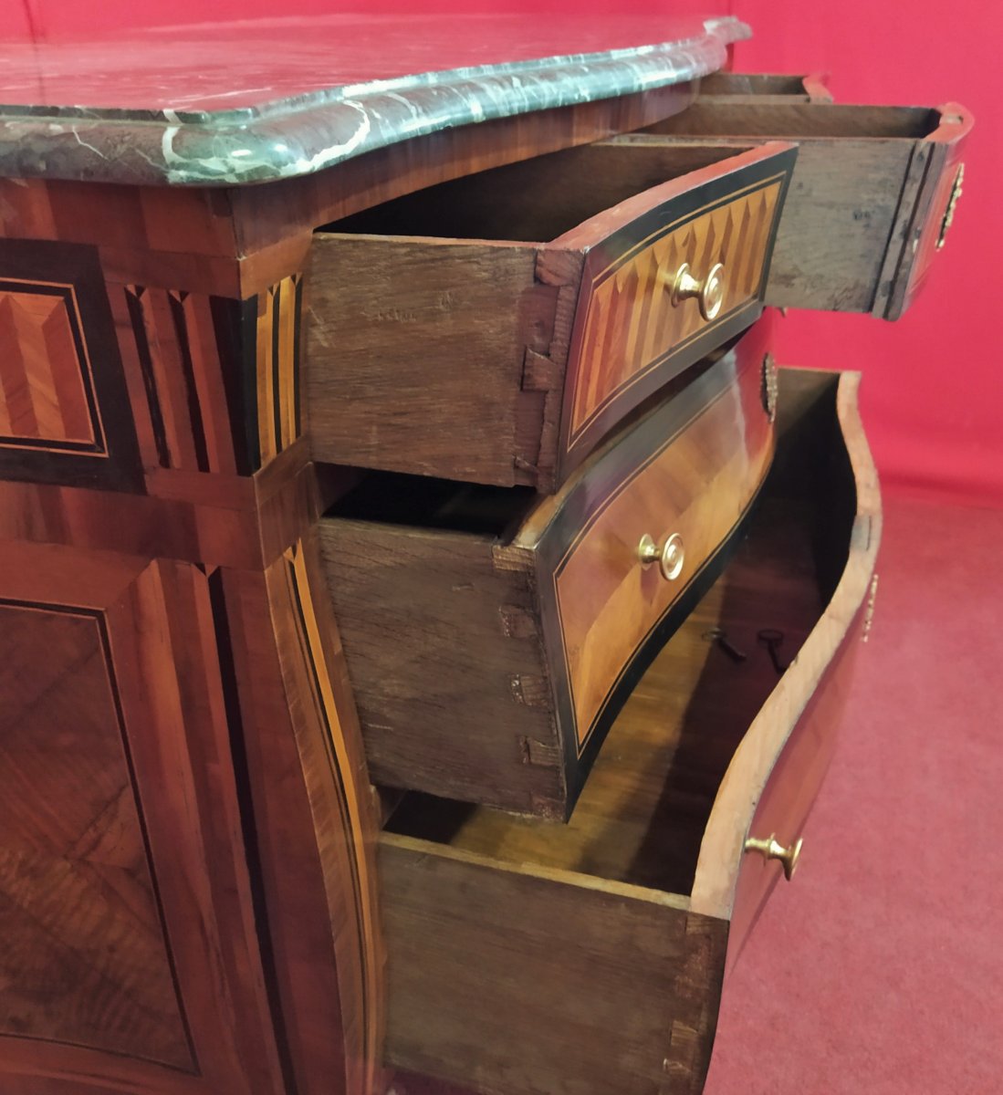 Chest Of Drawers With Marble Walnut Plated-photo-4