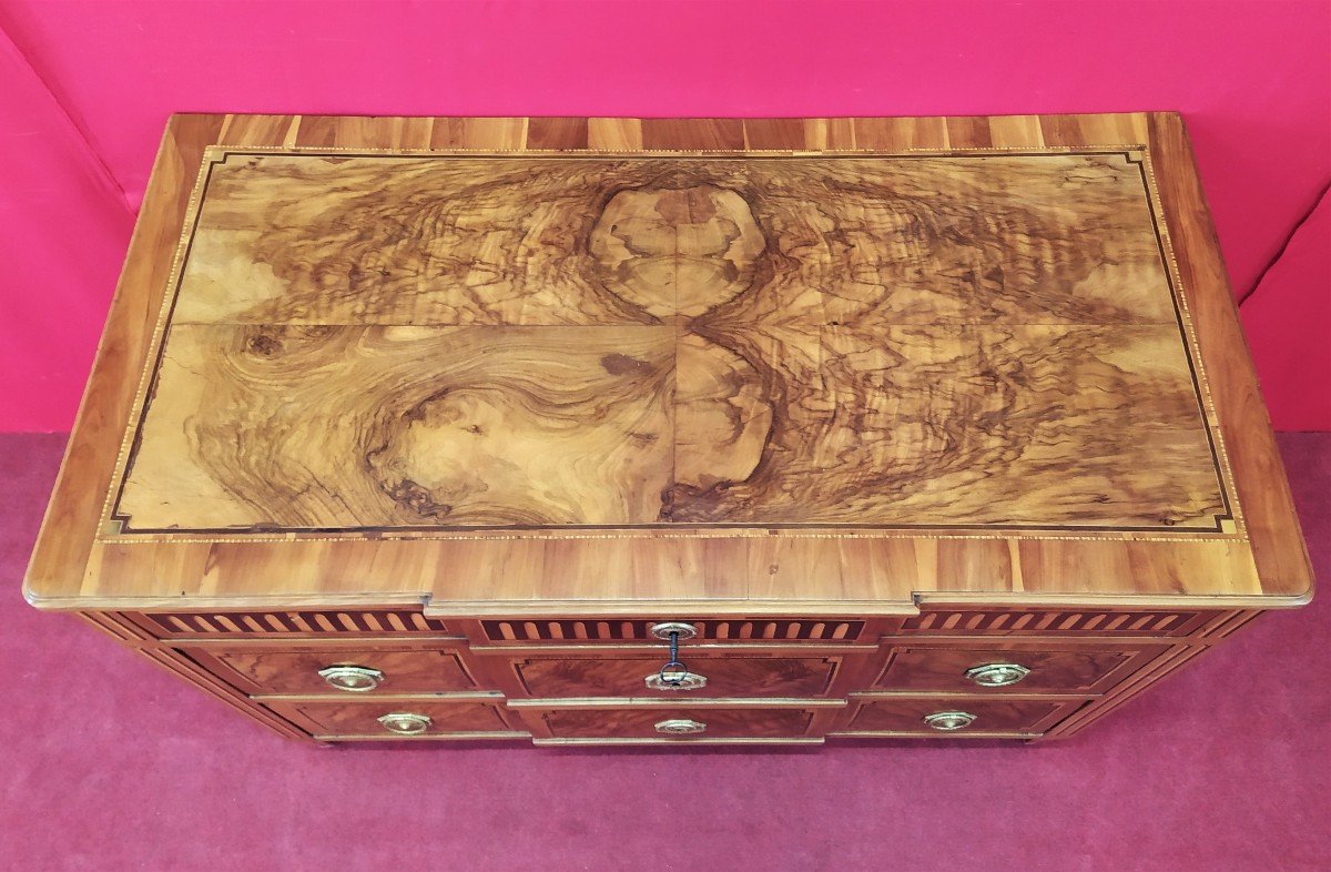 Chest Of Drawers With Three Drawers In Briar Walnut And Inlays-photo-4