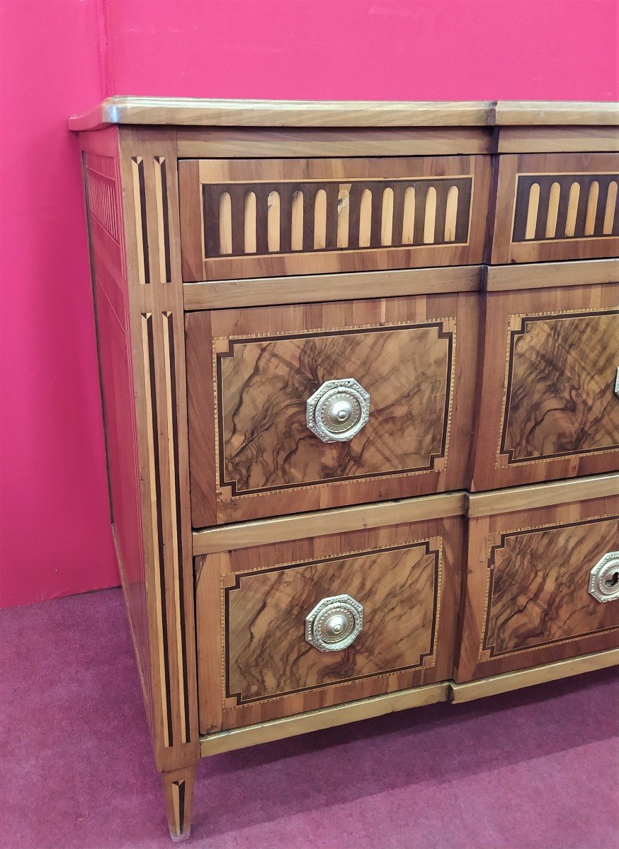 Chest Of Drawers With Three Drawers In Briar Walnut And Inlays-photo-2