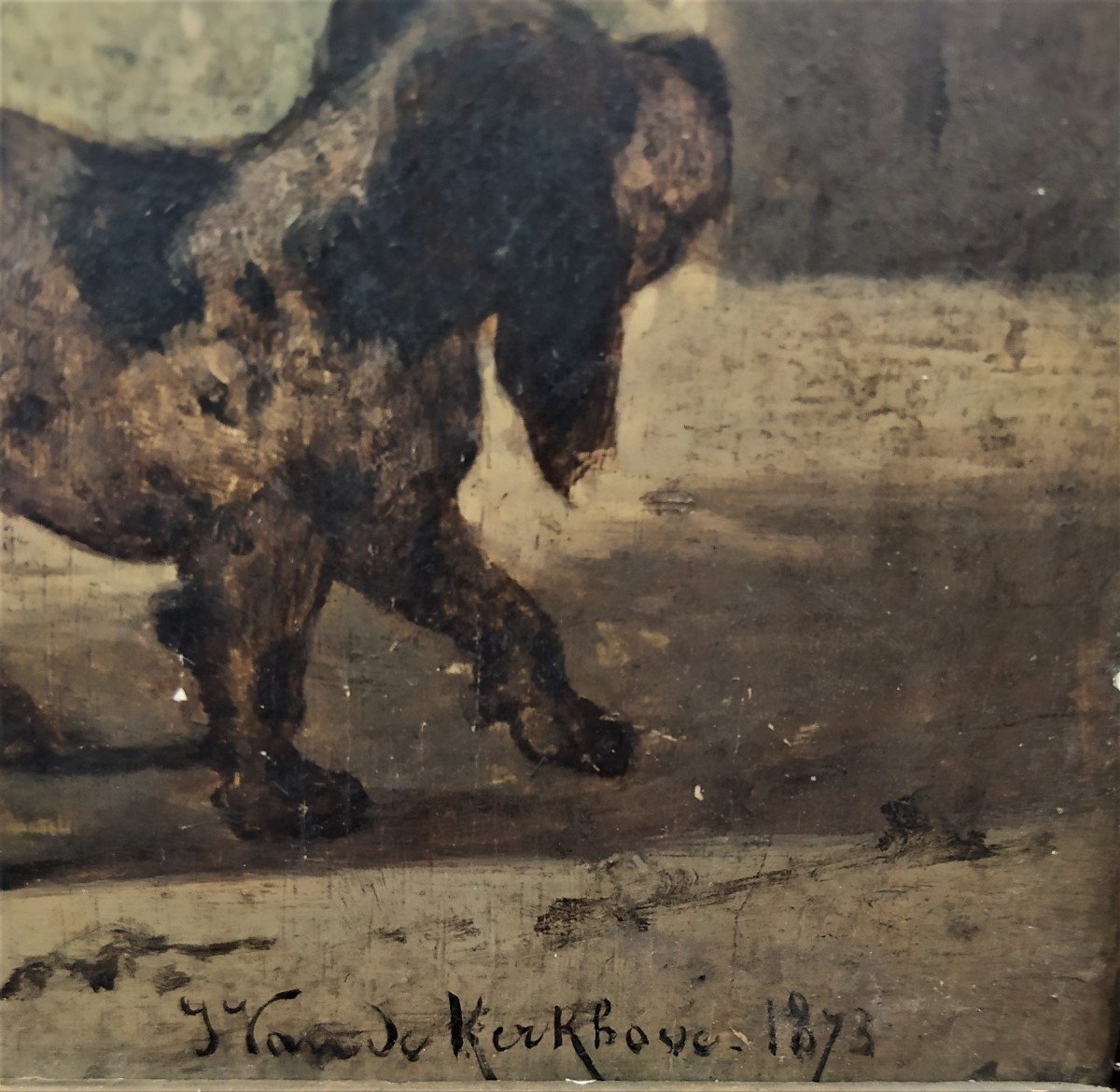 Rat Hunter, Panel Painting Jan Van De Kerkove (1822-1881)-photo-1
