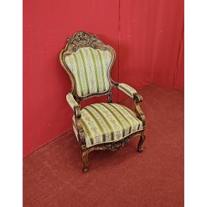 Carved Louis XV Style Armchair – 19th Century Italy