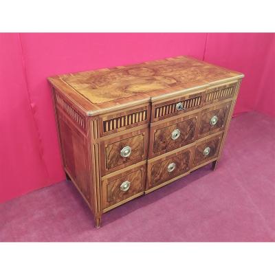 Chest Of Drawers With Three Drawers In Briar Walnut And Inlays