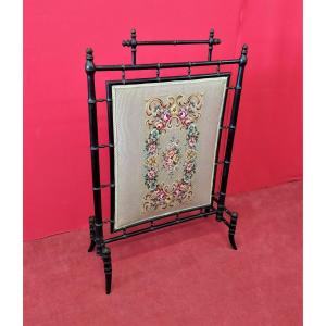 Fireplace Screen With Embroidered Fabric