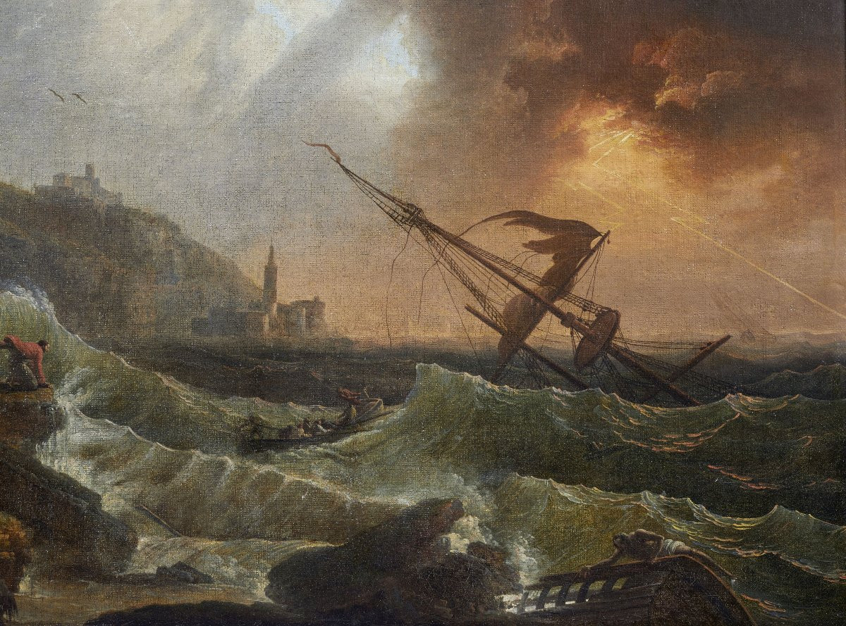 Pair Of Landscapes Depicting Seascapes '700-photo-6