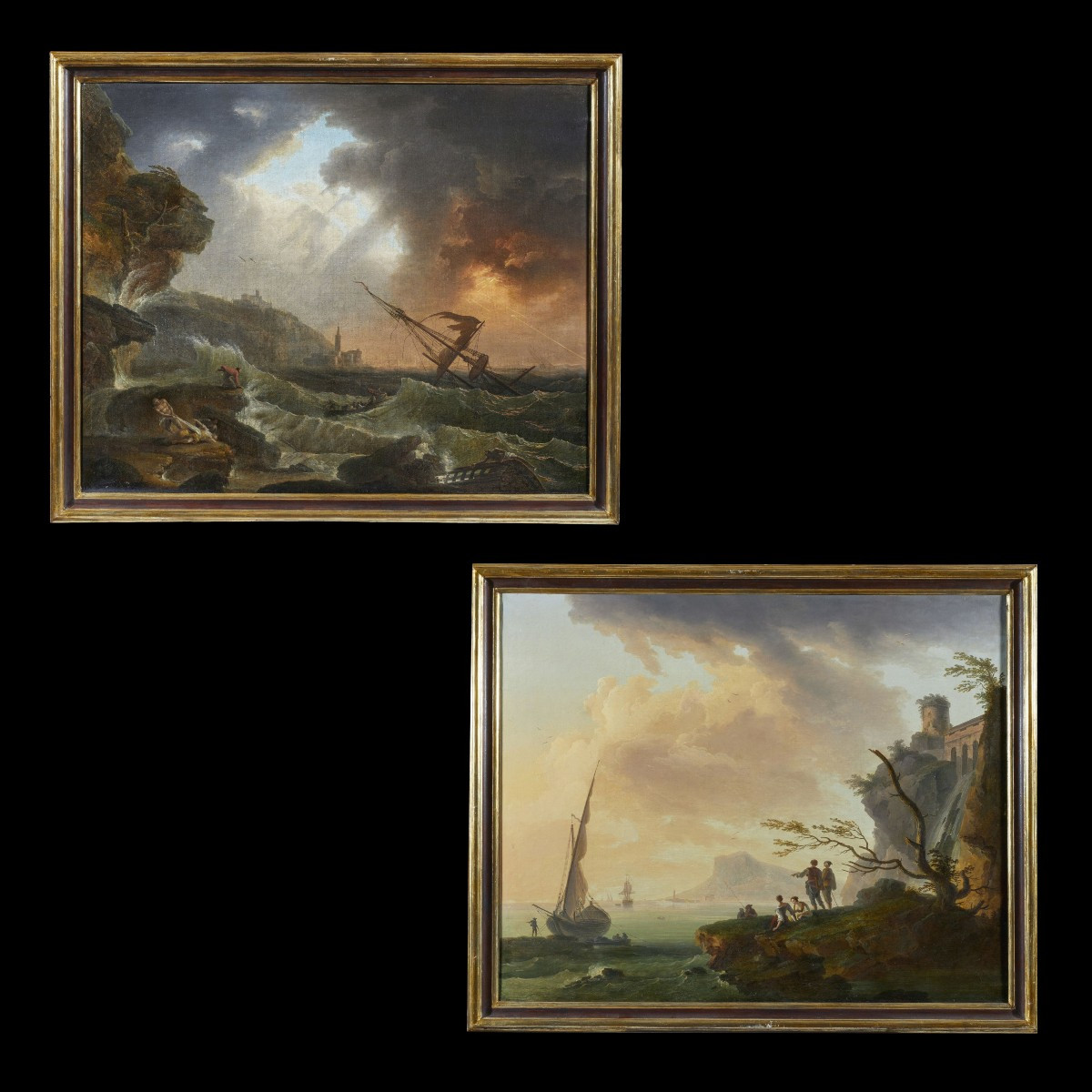 Pair Of Landscapes Depicting Seascapes '700