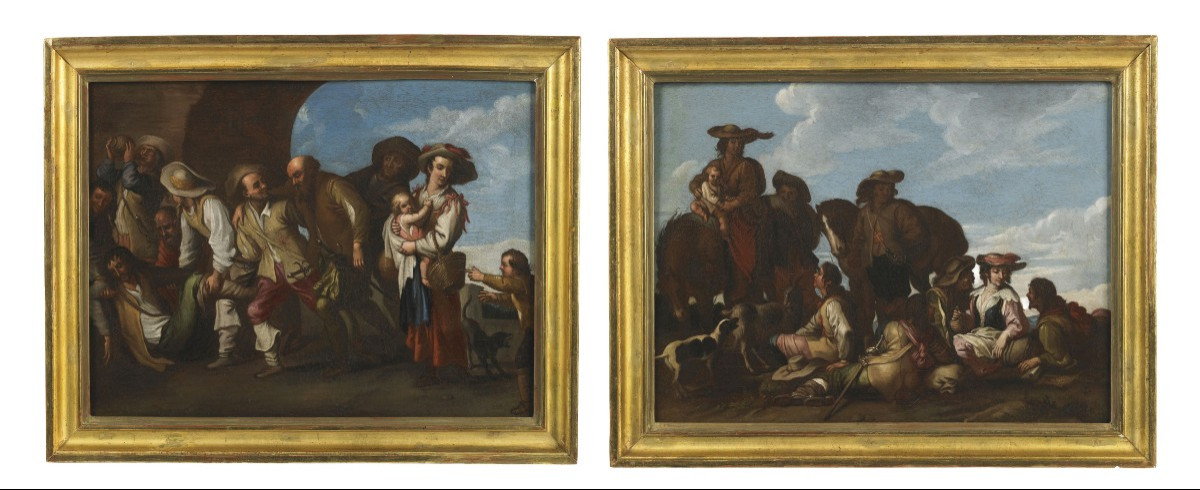 Pair Of 17th Century Outdoor Scenes